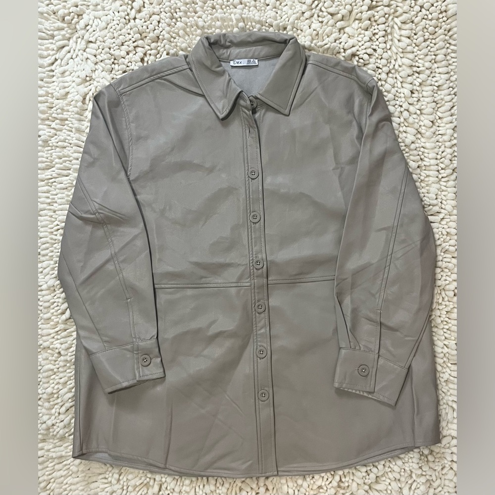 Dex Faux Leather Long Sleeve Top Size X(14/16)